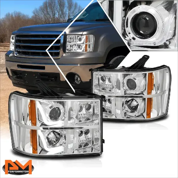 LED DRL Projector Headlights 07-14 GMC Sierra 1500 2500 3500