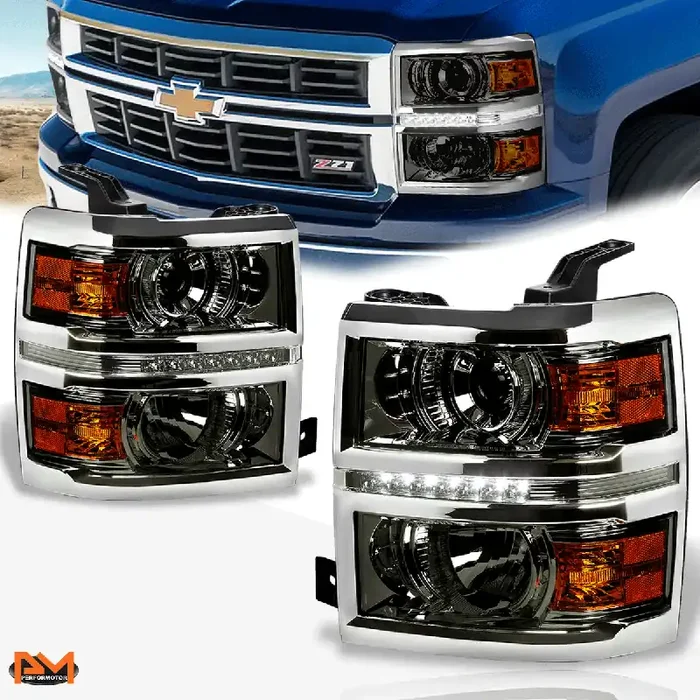 LED DRL Projector Headlights 14-15 Chevy Silverado 1500