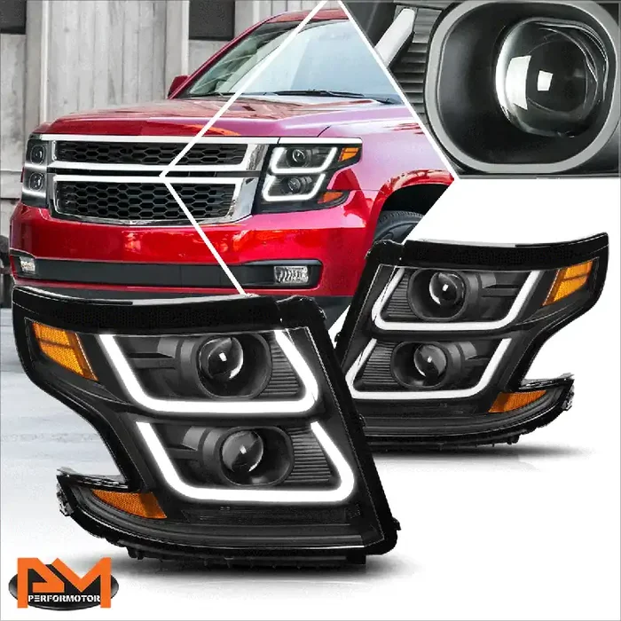 LED DRL Projector Headlights 15-20 Chevy Tahoe Suburban, 16-19 Suburban 3500HD