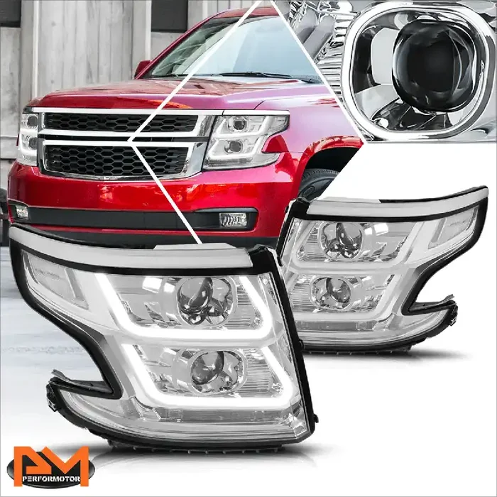 LED DRL Projector Headlights 15-20 Chevy Tahoe Suburban, 16-19 Suburban 3500HD