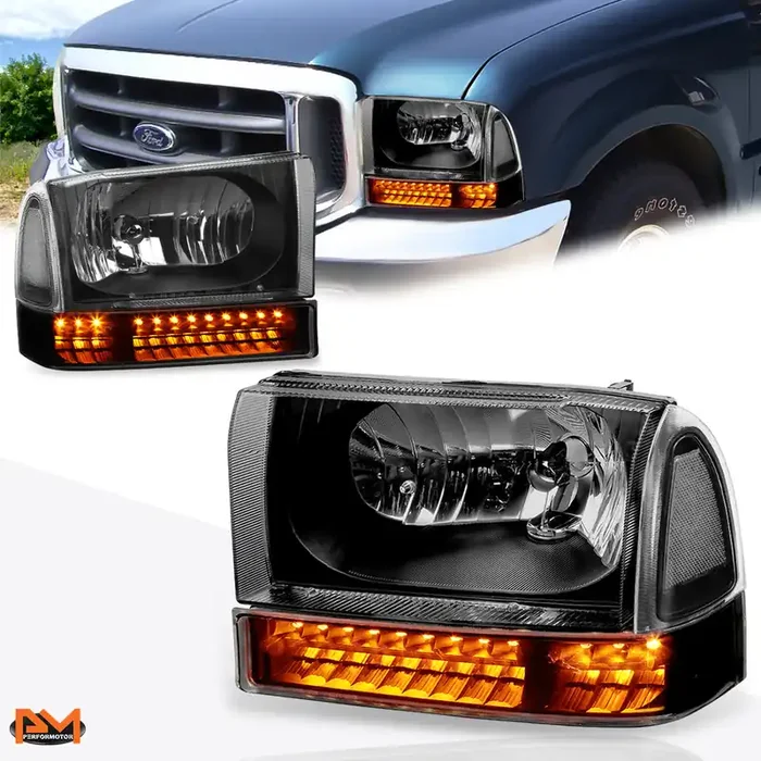 LED Turn Signal Headlights 99-04 Ford F-250 F-350 Super Duty, 00-04 Excursion