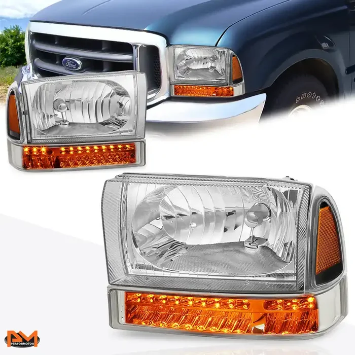 LED Turn Signal Headlights 99-04 Ford F-250 F-350 Super Duty, 00-04 Excursion