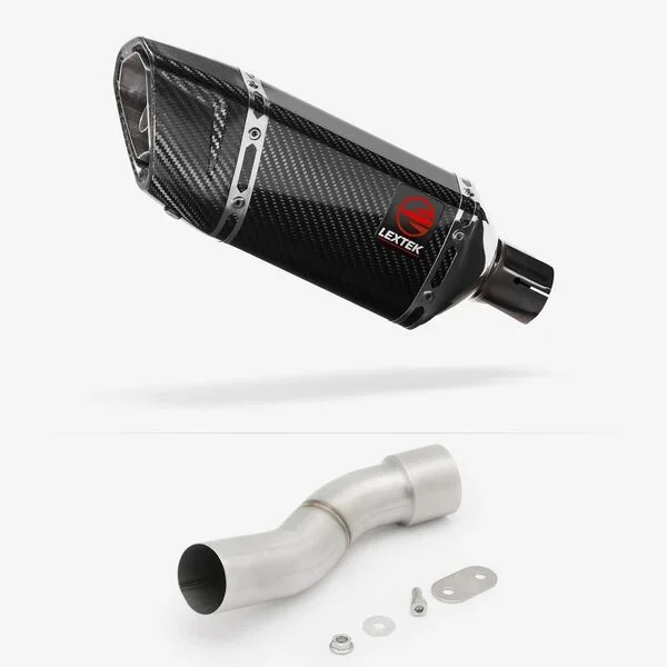 Lextek Carbon Fibre SP11C Gloss Exhaust 200mm with Link Pipe for Ducati Monster 821/1200 (14-21)
