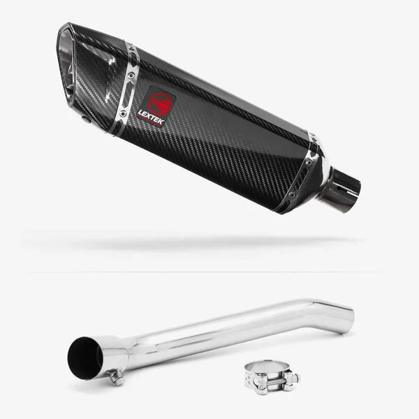 Lextek Carbon Fibre SP9C Gloss Exhaust 300mm with Link Pipe for Suzuki GSXR 1000 (07-08)