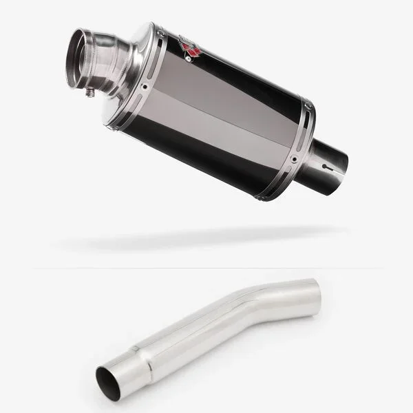Lextek Dark Tint Stainless Steel OP15 Oval Exhaust 200mm with Link Pipe