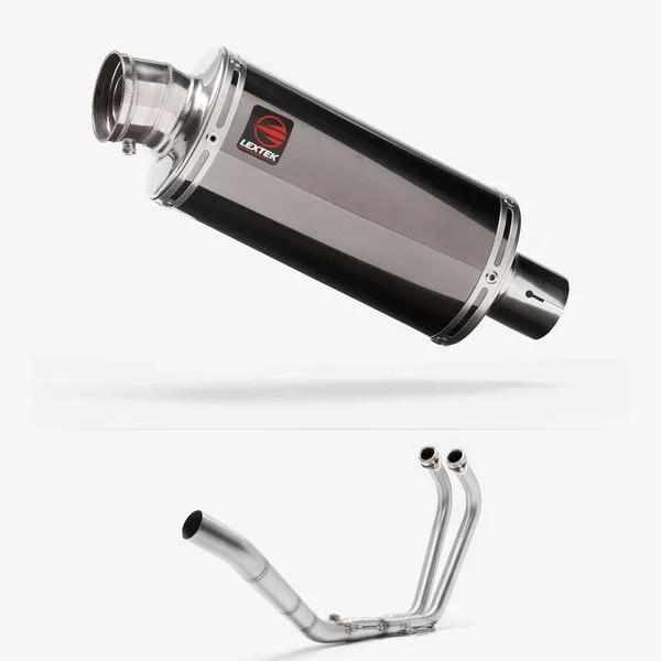 Lextek Dark Tint Stainless Steel OP16 Full Exhaust System 250mm for Yamaha YZF R3 (15-18)