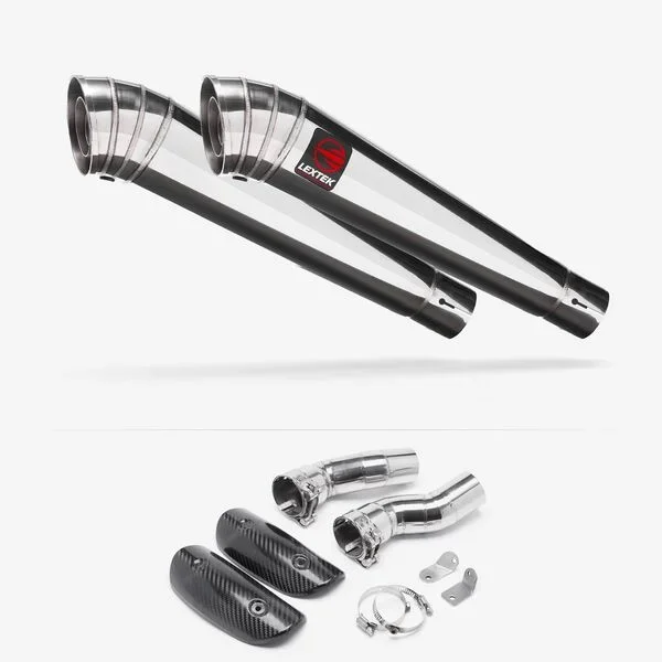 Lextek Polished Stainless Steel MP4 Exhaust 300mm with Link Pipes