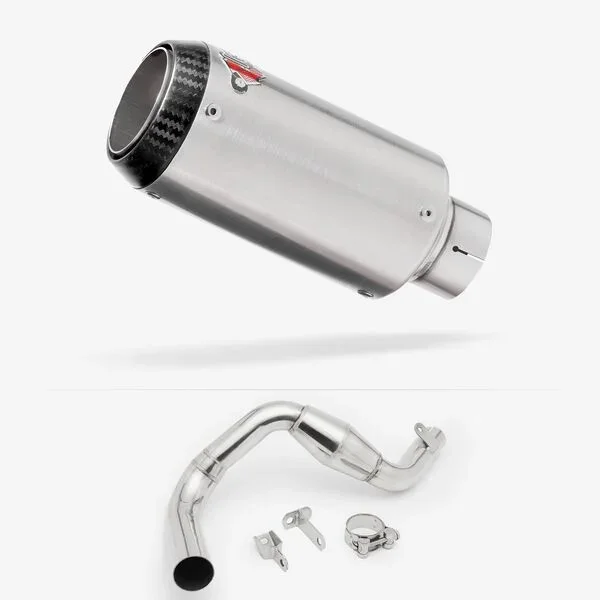 Lextek Stainless Steel CP1 Matt Carbon Tip Exhaust 150mm with Link Pipe for KTM 390 Duke (13-16)