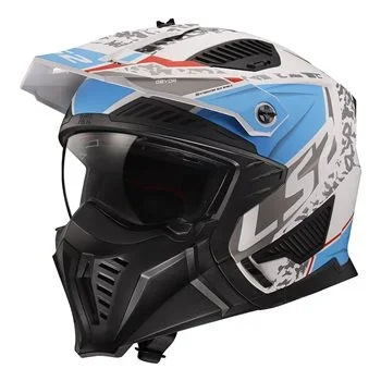 LS2 OF606 Drifter Devor Open Face Helmet (Matt White|Blue)