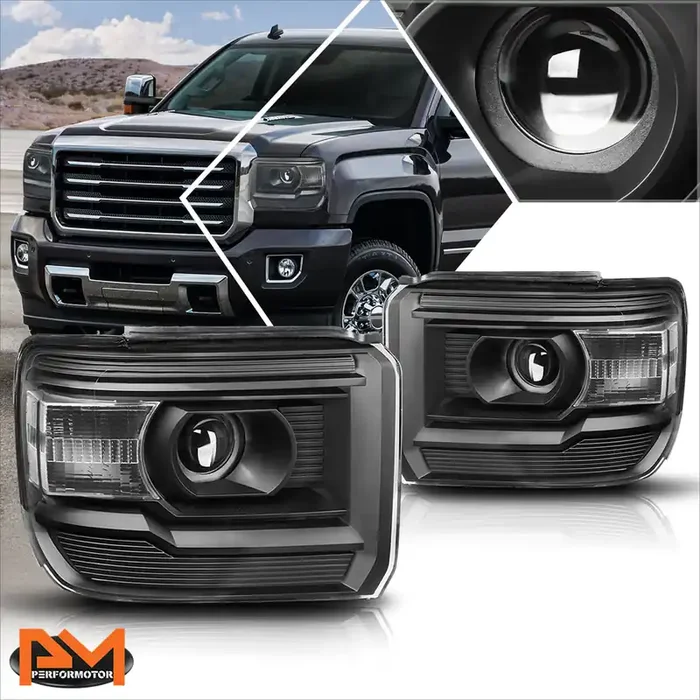 OE Style Projector Headlights 14-15 GMC Sierra 1500, 15-17 Sierra 2500HD 3500HD