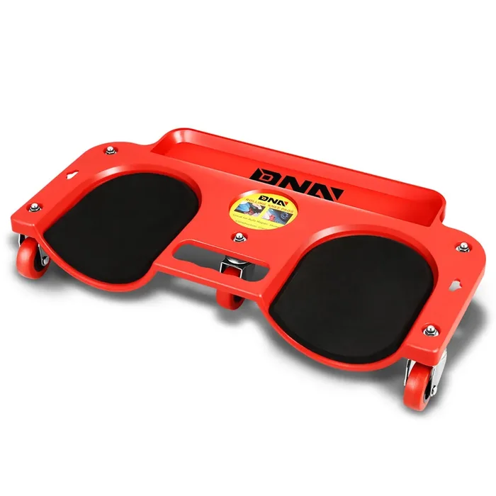 Padded Rolling Knee Creeper Pad w/Tool Tray + 5 Swivel Castor Wheels (Red)