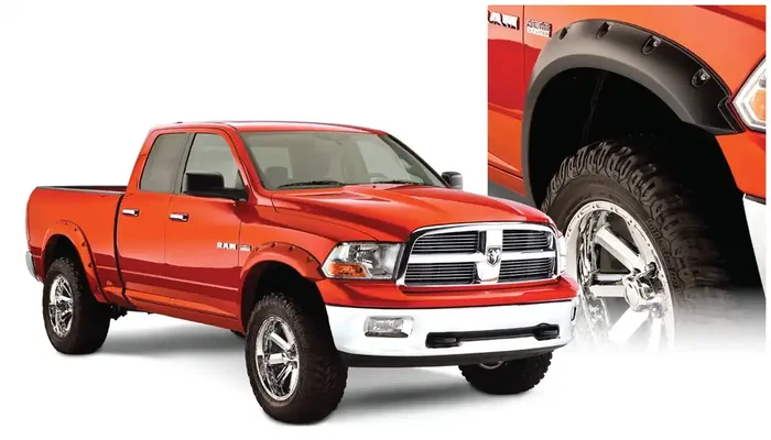 Pocket/Rivet Style 4-Piece Fender Flare Set 06-08 Dodge Ram 1500, 06-09 2500, 3500