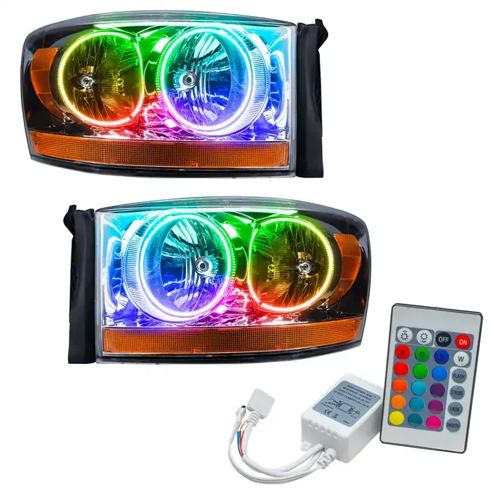 Pre-Assembled LED Halo Headlights (Chrome Housing) 06 Dodge Ram
