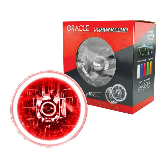 Pre-Installed Lights 7 IN. Sealed Beam Red Halo