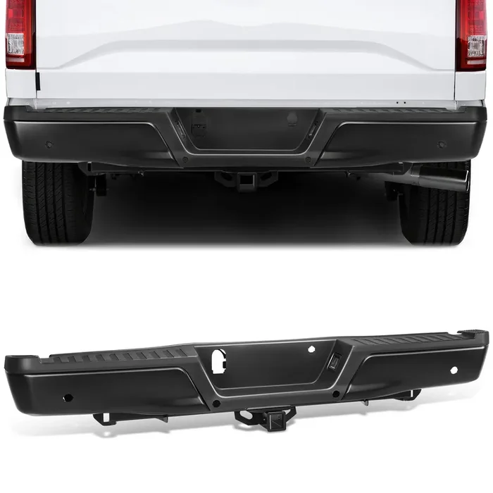 Rear Step Bumper (Black, with Parking Sensor Holes) 15-20 Ford F-150