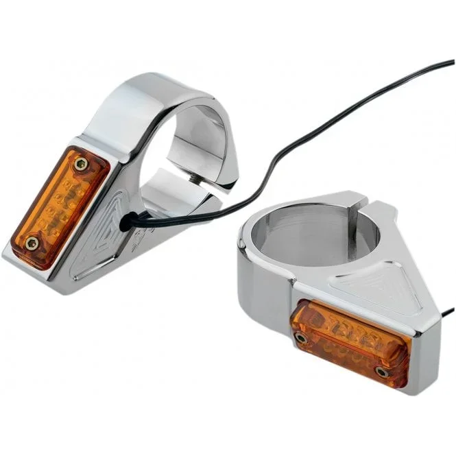Rectangle LED Fork Mount Turn Signals Softail