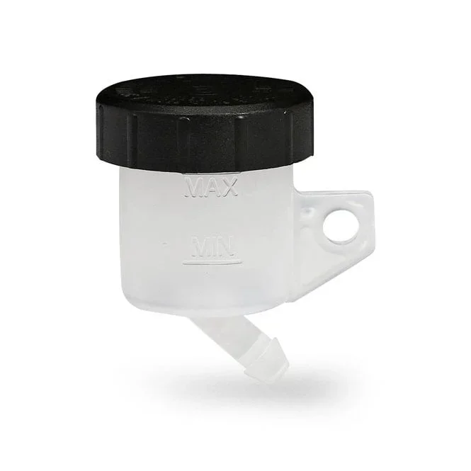 remote brake fluid reservoir with 45 degree outlet