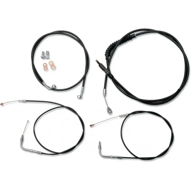 Standard Black Vinyl Braided Handlebar Cable/Brake Line Kit Softail