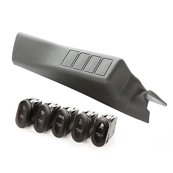 Switch Pod Kit, A-Pillar, 4 Etched Switches, LHD 11-18 Wrangler JK