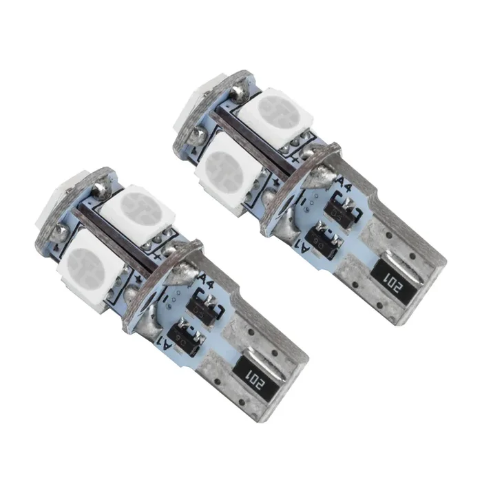 T10 5 LED 3 Chip SMD Bulbs (Pair) Aqua