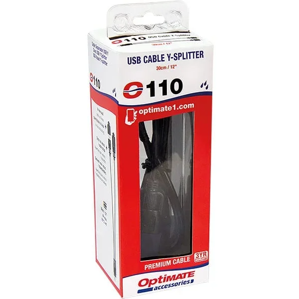 Tecmate Optimate USB-A Splitter (1 into 2) – with weatherproof covers