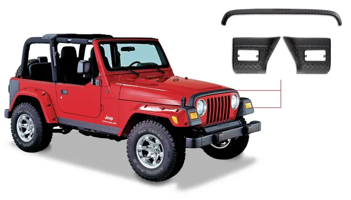Trail Armor Hood Stone Guard Front Corners 97-06 Jeep Wrangler