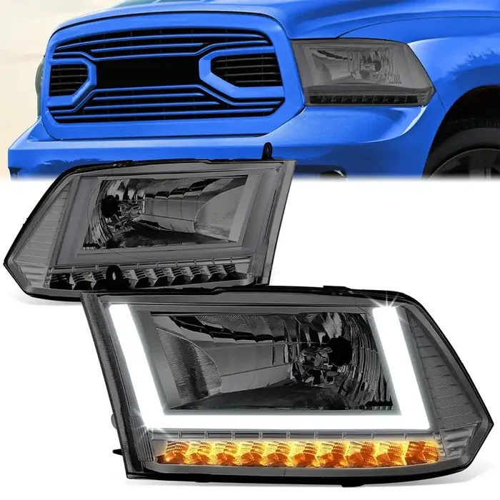 U-Shaped LED DRL Sequential Signals Headlights 09-10 Dodge Ram 1500 2500 3500