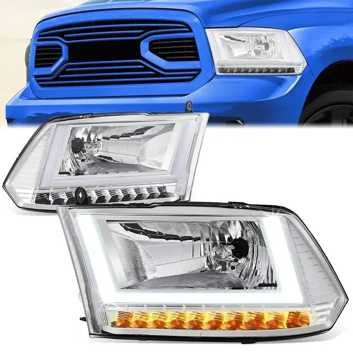 U-Shaped LED DRL Sequential Signals Headlights 09-10 Dodge Ram 1500 2500 3500