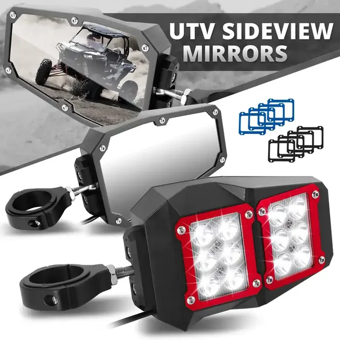 UTV LED Decorative Frame Side View Mirrors (Pair)