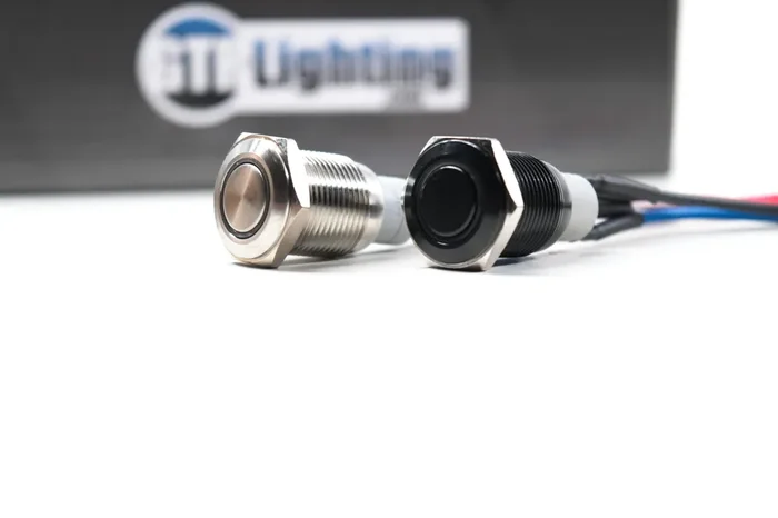 White LED Halo Switch Universal,Stainless / Momentary